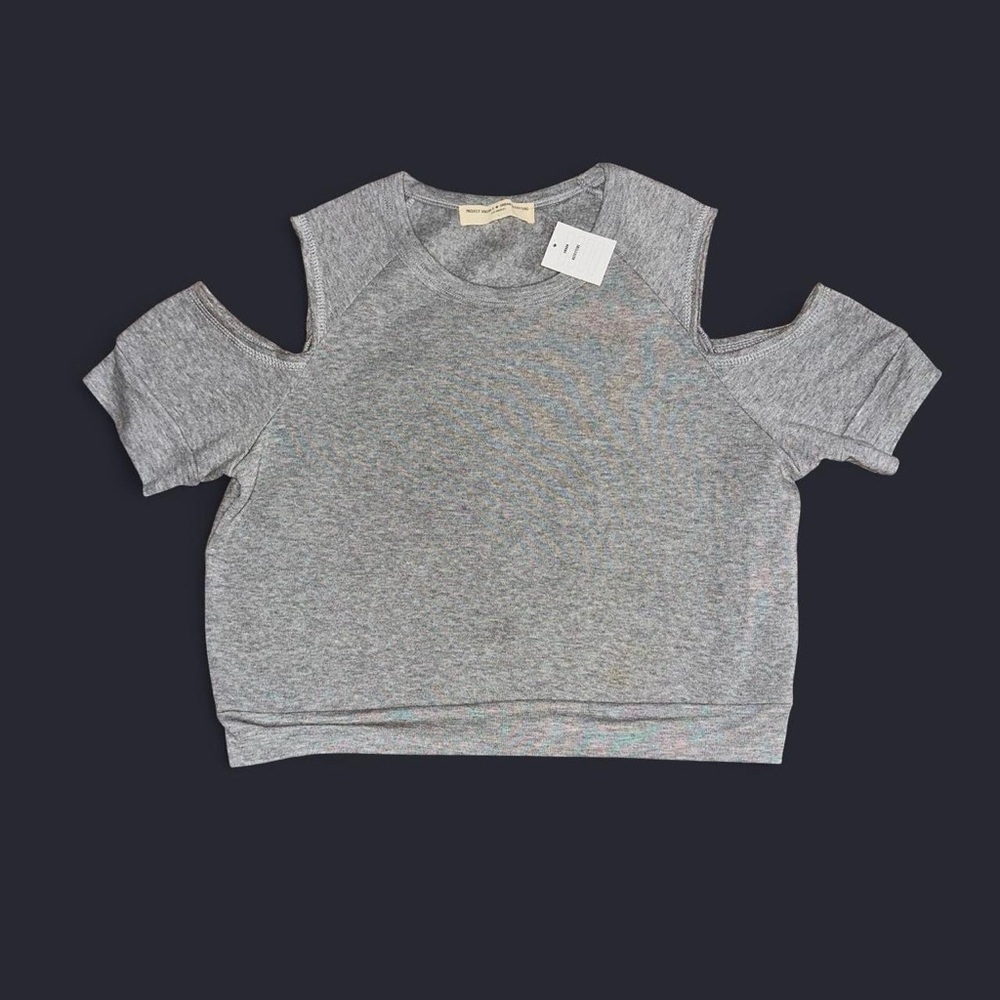 UO Project Social T Shrunken Cold Shoulder Short Sleeve Sweatshirt